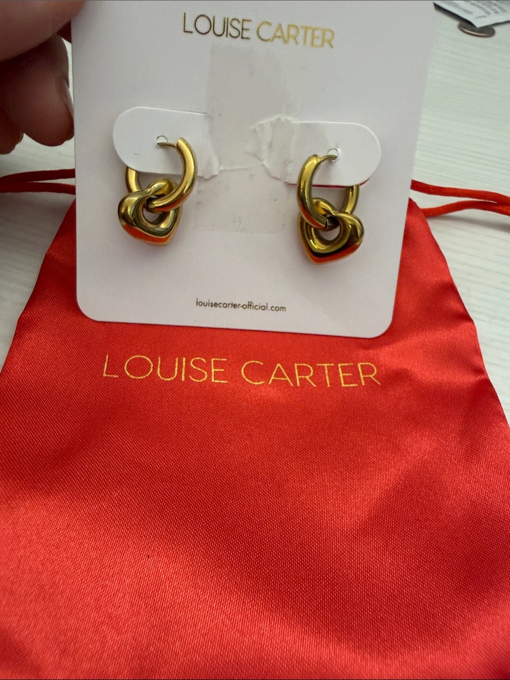 Louise Carter Gold Knot Hoop Drop Earrings